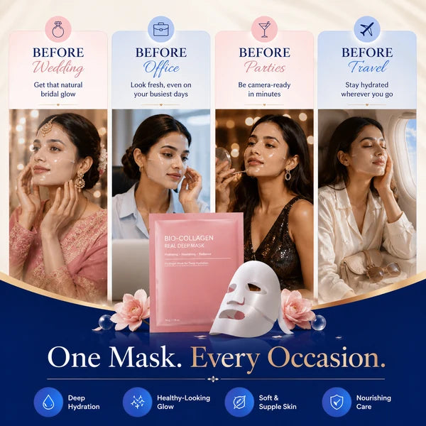 Bio-Collagen Face Mask | Instant Glass Glow & Deep Hydration (Pack Of 3)